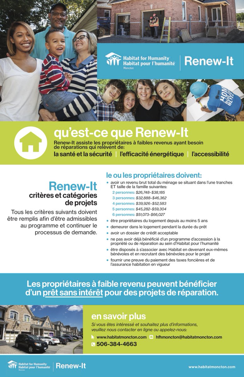 In addition to recruiting future homeowners, we are ALSO seeking current low-income homeowners in need of:
- health &amp; safety; 
- energy efficiency; or 
- accessibility repairs

habitatmoncton.com/apply-now/