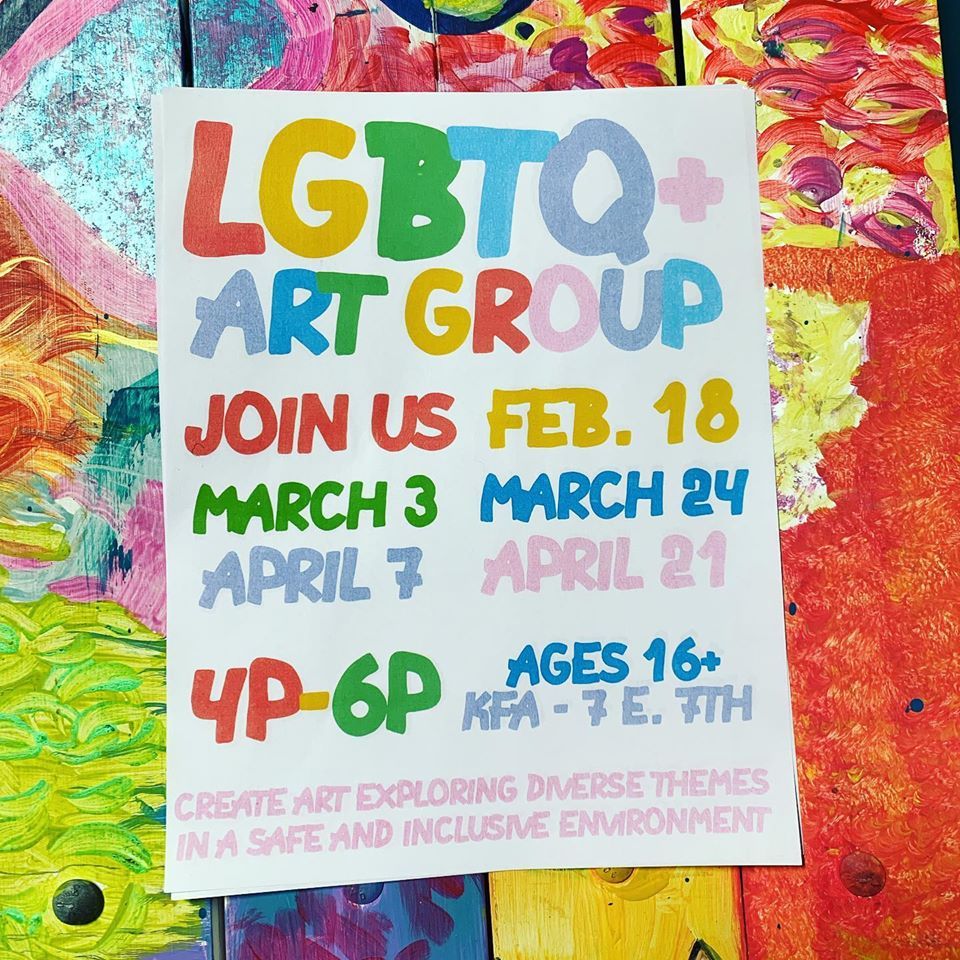 LGBTQ+ Art Group meeting today at 4pm KFA Studio 7 E 7th Ave Emporia. Ages 16+ #artlife
