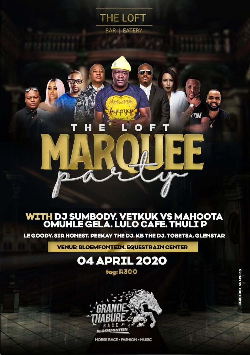 mrhubbly's tweet photo. Join us at @theloft_za  Marquee Party with @DjSumbody, @VetkukvsMahoota, @LuloCafe , @Thuli_P, @Omuhle_Gela, @LeGoody, @Sir_HonestSA, PK the DJ, KB the DJ , Tobetsa and Glenstar 

Come by our stall for a great Hubbly experience. More details on the poster. Follow for free coal. https://t.co/wxNofCVlv8