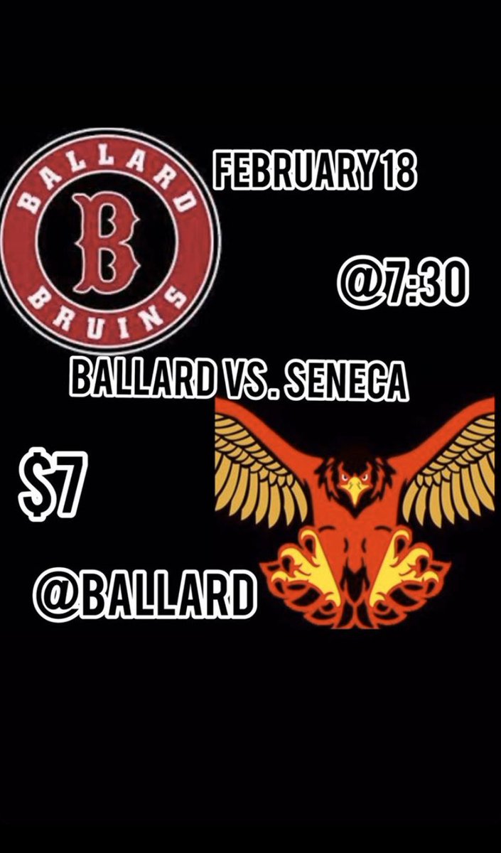 🗣 GAME DAY 🏀 

🎟 vs Ballard 
📍 @ Ballard High School
⌚️ -7:30pm

#ComeSupport #Seneca #Redhawks #HawksUp🦅🏀 #AllInOn3 #LetsRise