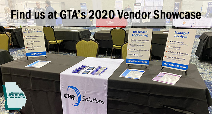CHRSolutions's tweet photo. Georgia Telecommunications Association's annual Vendor Showcase is this week in Macon, GA, are you there? Stop by our table and talk about your #broadband engineering, B/OSS software, and Managed IT needs.

#RuralBroadband #Engineering #BSS #OSS #CRM #CyberSecurity #NOCMonitoring https://t.co/fl37GtqFkq