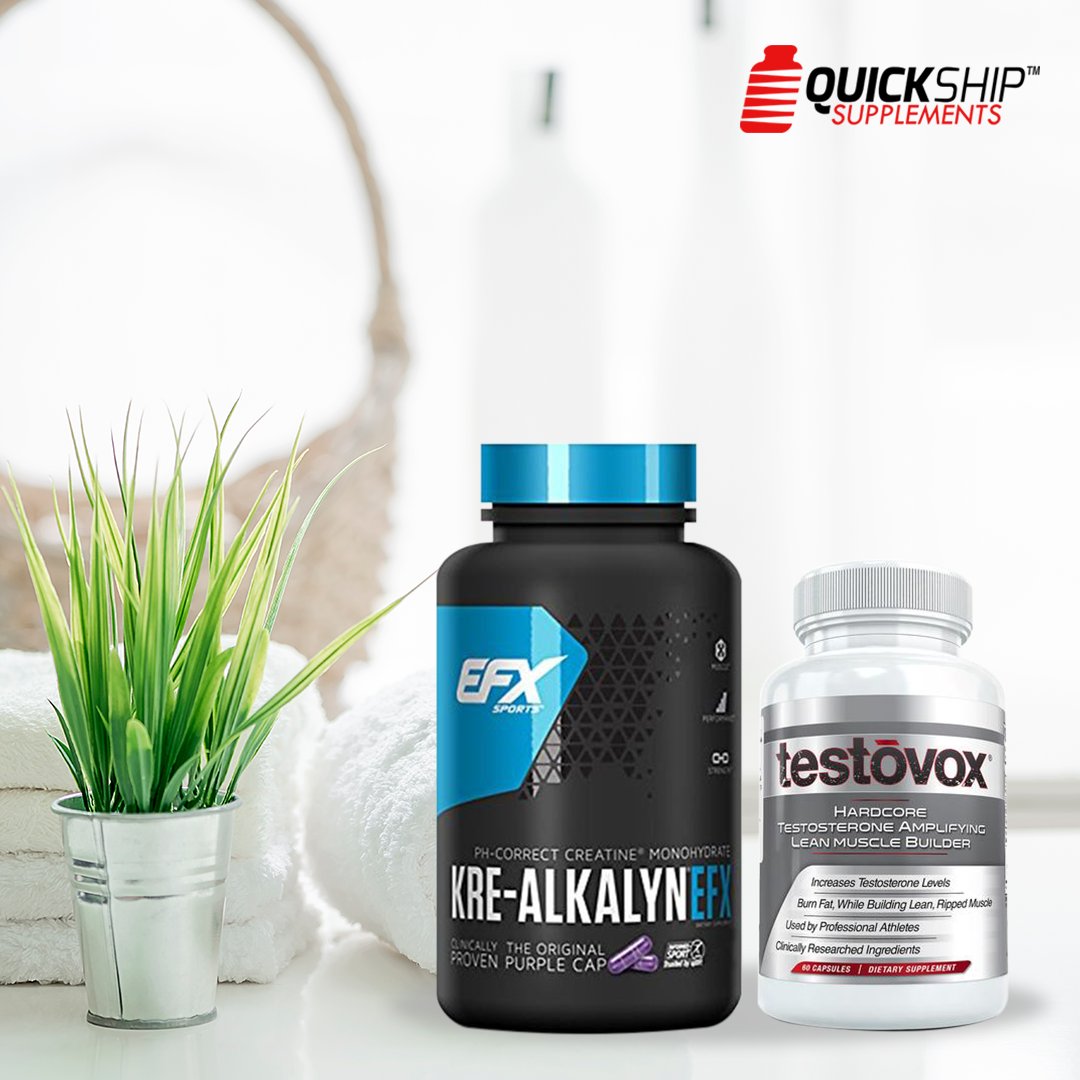 QuickShipSupp's tweet image. This hardcore combo works synergistically allowing the user to pack on lean ripped muscle, boost testosterone, increase strength, athletic performance and improve muscle recovery.

Get this @EFXSports Kre-Alkalyn and Testovox combo for only $33.99! ow.ly/MZzf50ylVkl