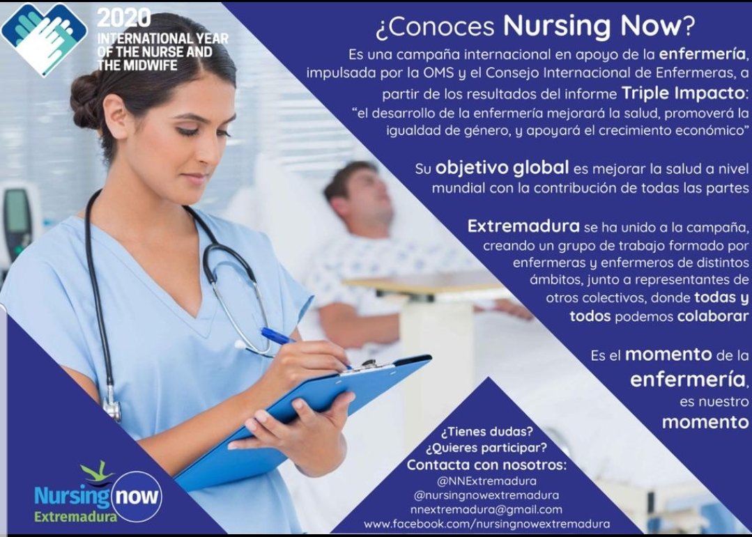 NNExtremadura's tweet photo. ¿Conoces #NursingNowExtremadura ?
Es el momento de la Enfermería, es nuestro momento.
¿Quieres participar? https://t.co/zAzj07rNi2