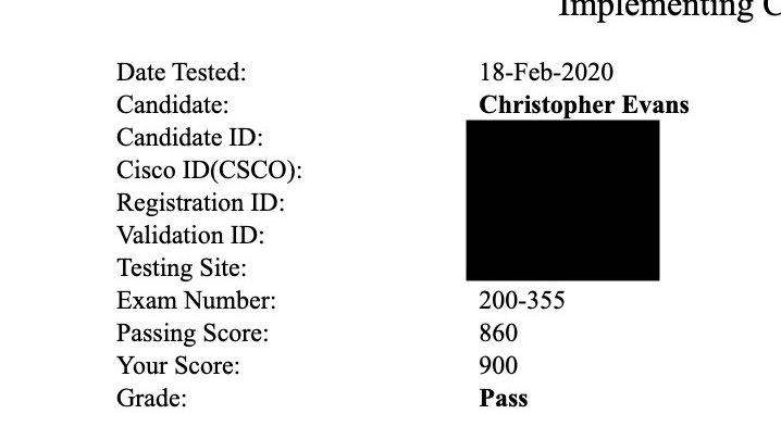 evans4x's tweet photo. CCNA Wireless Certified!!! 🙌🙌🙌
#CCNAWireless #CCNA #Wireless https://t.co/NqOMmKPTat