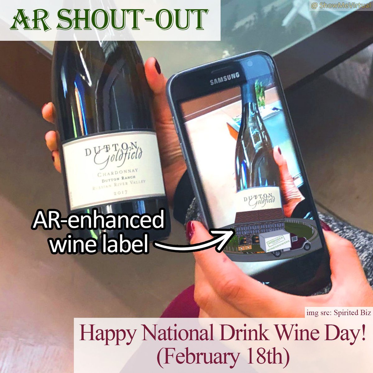 ShowMeVirtual's tweet image. Happy National Drink Wine Day! As proven by the popular 19 Crimes #AR campaign, #augmentedreality is an amazing match for the wine industry, enhancing brand's wine labels with entertainment, information, history &amp;amp; more

#NationalDrinkWineDay #innovation #XR #XRdaily #XRholiday