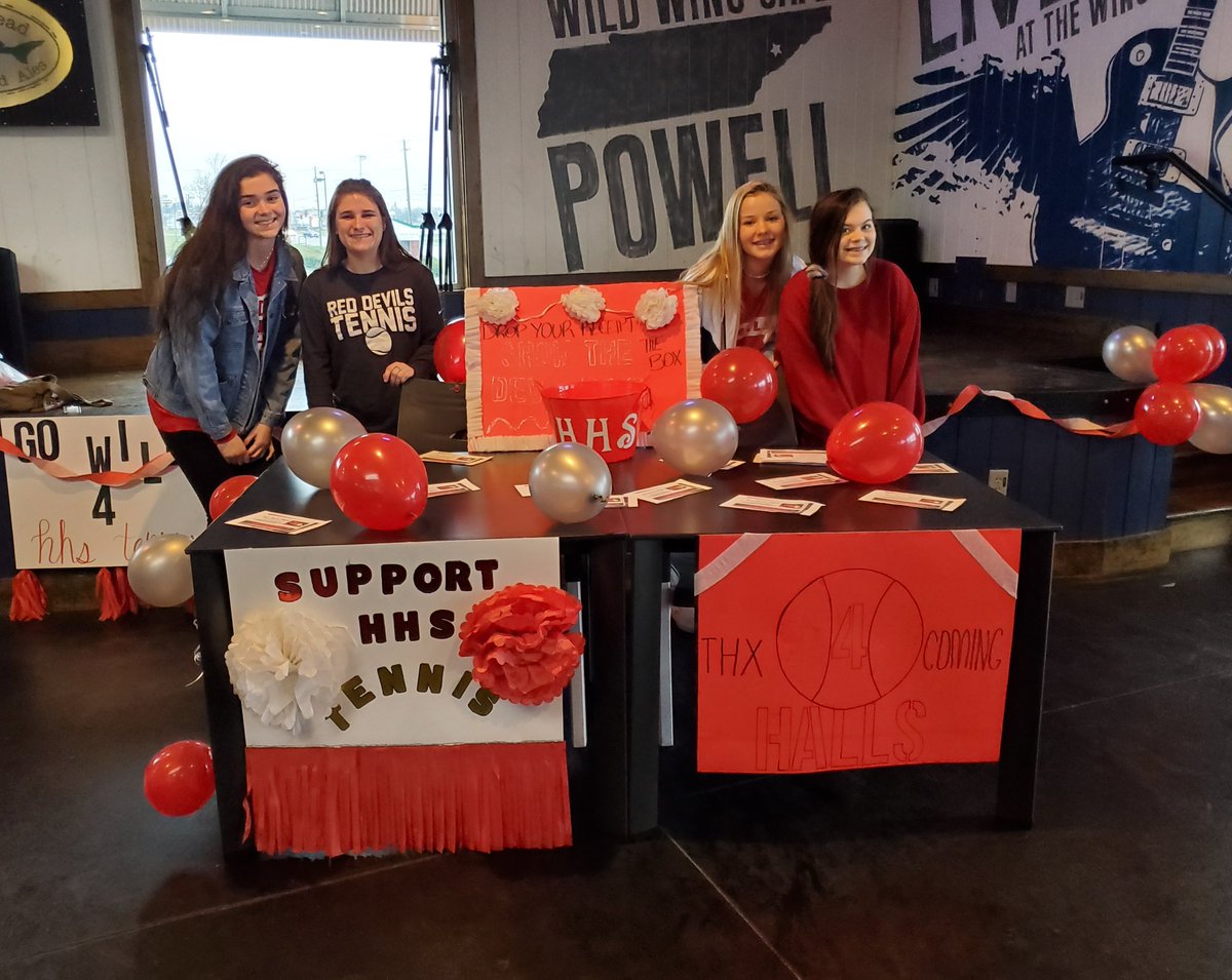 TennisDevils's tweet photo. We're just getting started out here at Wild Wings on Emory so head on down and support your Halls PTO and Tennis team!! @HallsHigh2020 @HallsHighSports @HallsHighTN https://t.co/hUenWmvXZO