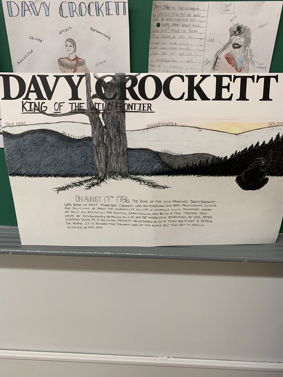 In 8th grade we’ve been learning about westward expansion. My students had an opportunity to make a “poster” on a famous mountain man of their choice. I think they turned out great! #lycoedu #PAProudeducators @PADeptofEd