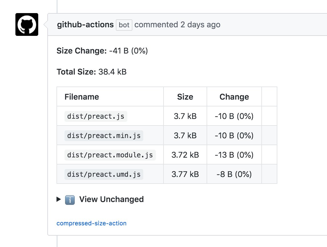 _developit's tweet image. Library authors: if you care about its size, take 30 seconds and install this Github action to run on PRs:

github.com/marketplace/ac…