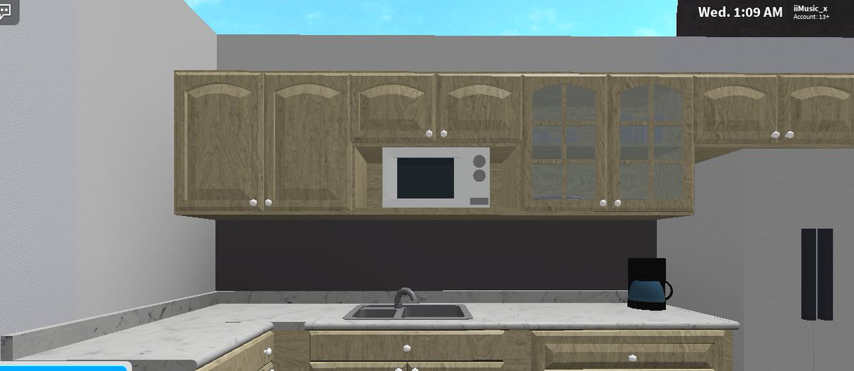 Iimusic On Twitter Building Hack Not Sure If This Has Been Done Yet Materials Wall Trim For Back Splash In A Kitchen Use Wall Trims So You Can T See It Through Cabinets - kitchen building hacks for roblox bloxburg