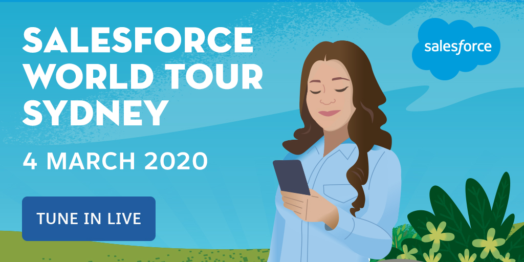 salesforceapac's tweet photo. Nothing is more important than the health and safety of our community. After careful consideration we’ve decided to change the format of our event. World Tour Sydney Reimagined will deliver to you, a full program streamed completely online from Australia. https://t.co/dit0usfLA9 https://t.co/938ypImL5o