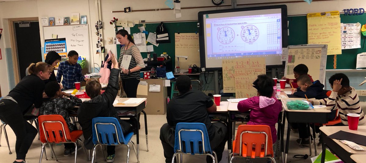 MissWillett18's tweet photo. Today we played a new math game to add tenths and hundredths. Some students played against a peer, some were on teacher teams that battled each other, but all had fun while learning! #success @MsCasanova2 #MarsStars https://t.co/YqslCEKjAK