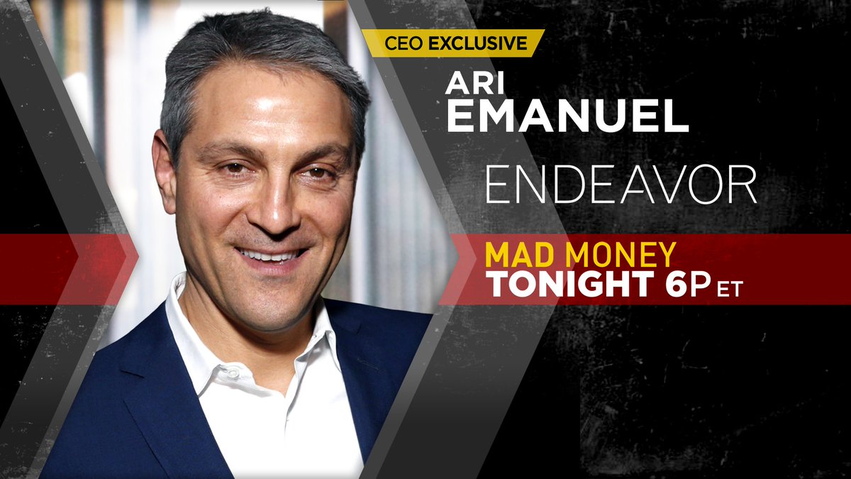 MadMoneyOnCNBC's tweet photo. On tonight’s run of show: @JimCramer is going off the tape and sitting down with the CEO of Endeavor - Ari Emanuel, to check in on the entertainment landscape, its postponed initial public offering, and what’s next for the company. You don’t want to miss this exclusive! https://t.co/sHGxkPQXkc