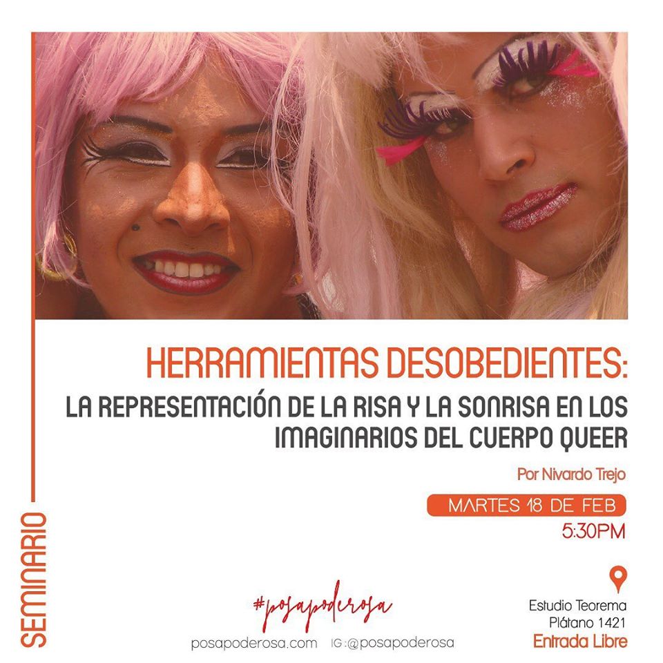gdlpridefest's tweet photo. Hoy 18 de Febrero nos invitan a la charla "La risa como herramienta de empoderamiento #Queer" y "Políticas públicas y diversidad sexual en #Jalisco".
Estudio teorema (Calle Plátano 1421) #Guadalajara 🌈 ENTRADA LIBRE. Festival #PosaPoderosa. https://t.co/246YkgMfC0