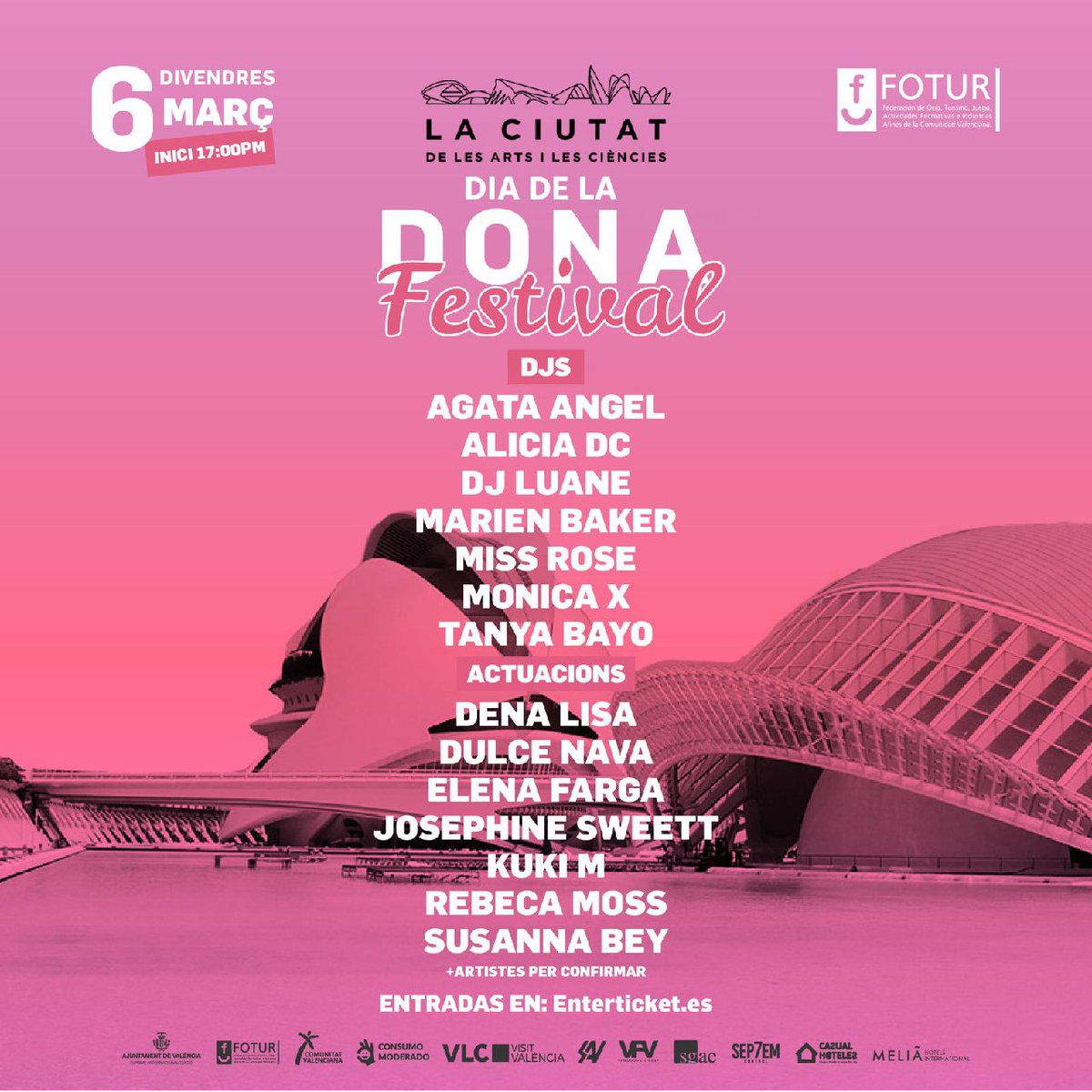 🎶 La tercera edició del Festival #DiadelaDona, organitzat per <a href="/FoturValencia/">Fotur Cv</a> i <a href="/ProdjCv/">ProDj Cv</a>, arriba el pròxim 6 de març a #València 🎧. Comptarem amb artistes locals i internacionals per a visibilitzar el seu treball i reivindicar el paper de les dones ♀️.
👉🏼 bit.ly/2SCZxX5