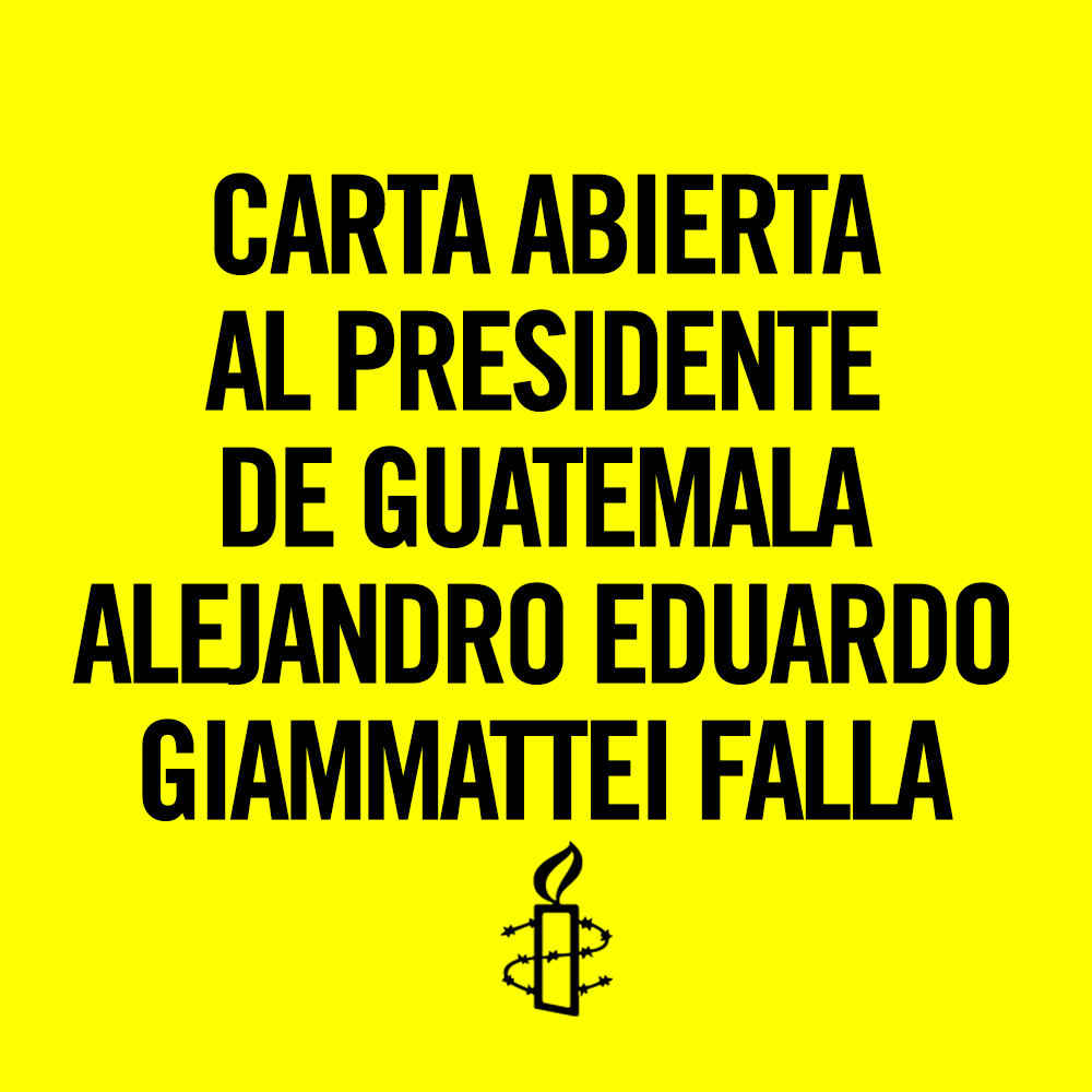 AmnistiaOnline's tweet photo. #Guatemala: Estamos con quienes defienden los derechos.
Creemos en la libertad de todas y todos de expresarnos libremente.
Ante el peligro de perder estos derechos, @DrGiammattei le pedimos el veto de la Ley de ONGs #NoALa5257 #VetoSí
Carta abierta ➡️ https://t.co/JHvfDVCFh5 https://t.co/PHSafEUdjM