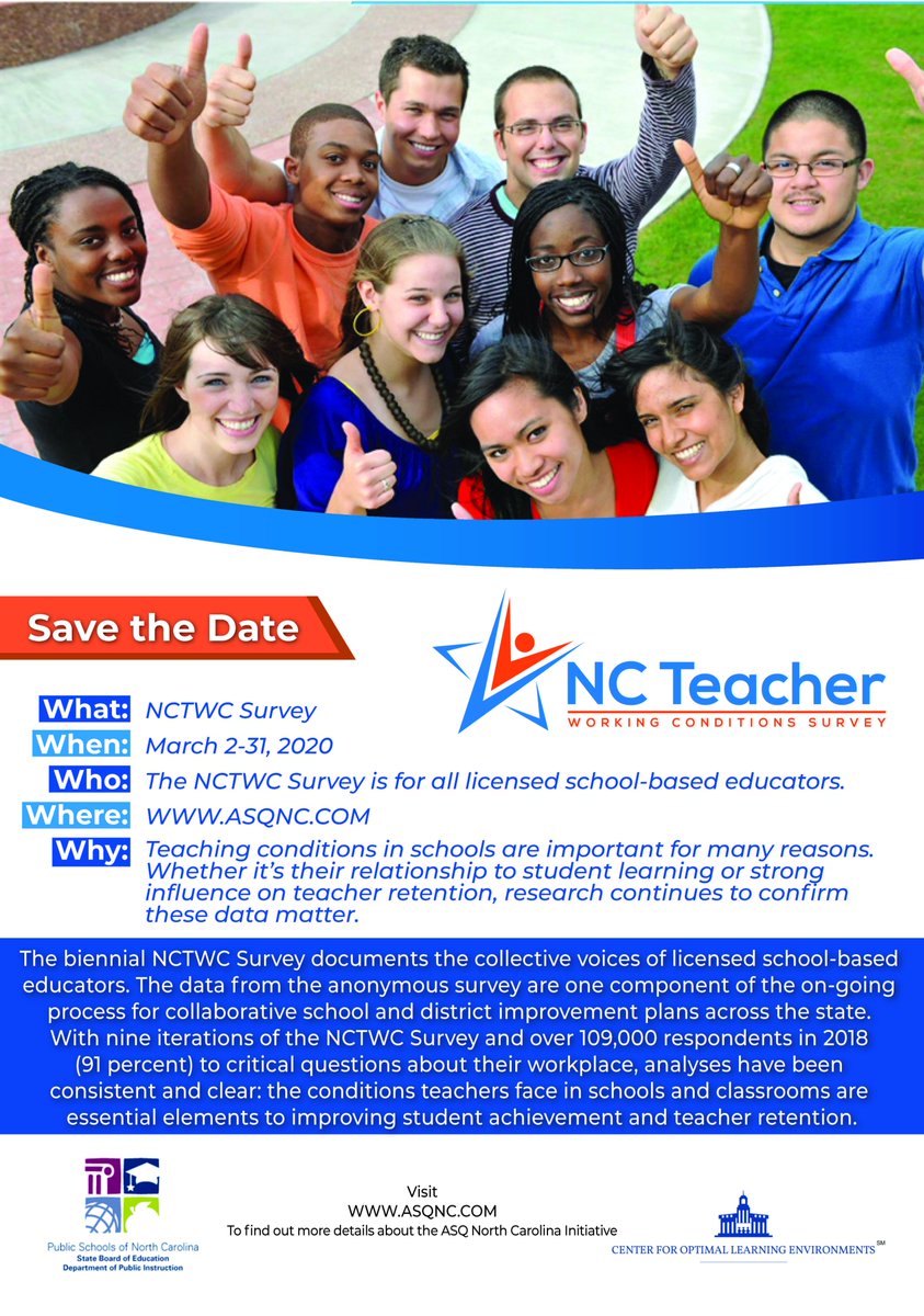 PENCnews's tweet image. Educators, participate in this survey to give your feedback on teaching conditions. #Share #ncEd #NCteachers
asqnc.com