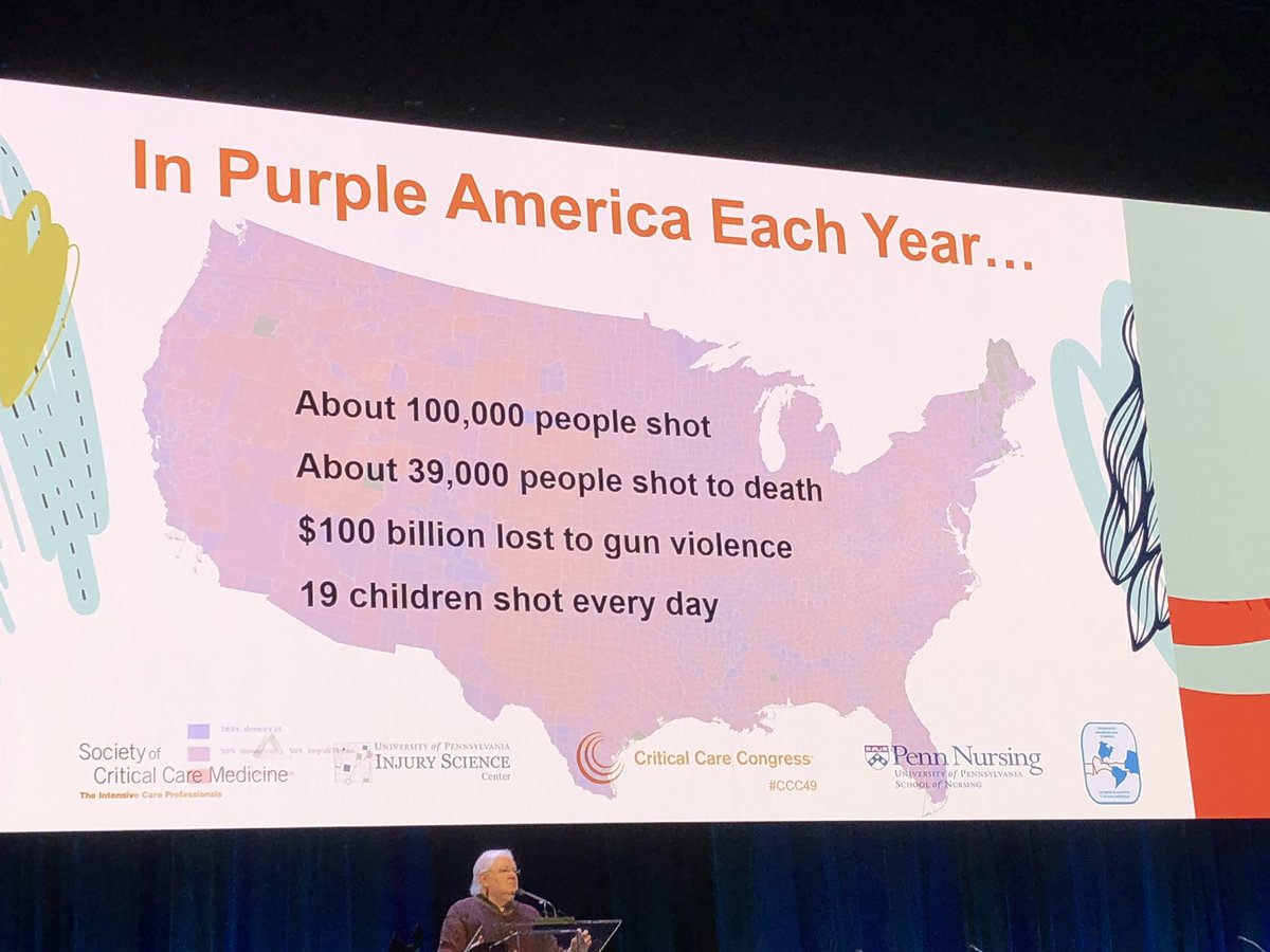 Not included on this slide: 9 children die every day from gun violence. Thank you <a href="/SCCM/">SCCM</a> for highlighting this travesty. “The Impact of Gun Violence on Public Health” at #CCC49
