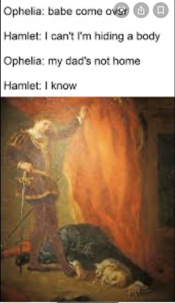 opheliaflowerss's tweet photo. Not funny Hamlet. You better be joking. My dad😭 https://t.co/eJrvnlFyRu