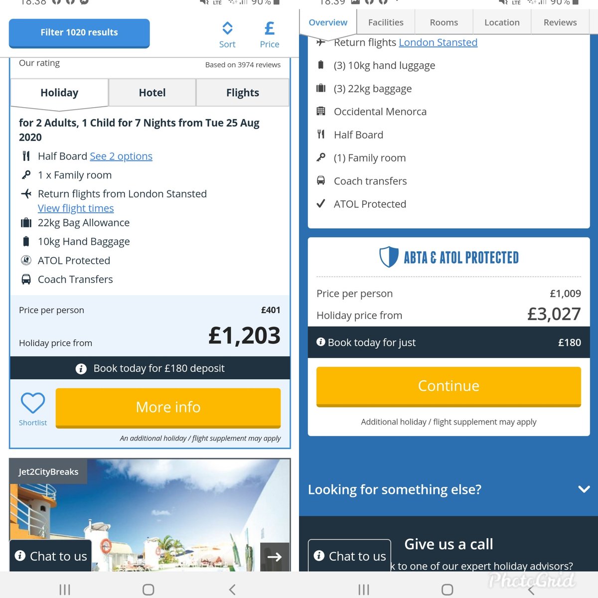 GemClaydon's tweet photo. @jet2tweets this is very confusing/misleading...says £401 per person but when you click for more info you get a price of £1009 per person...small difference there! https://t.co/iN9SRTf7Lj