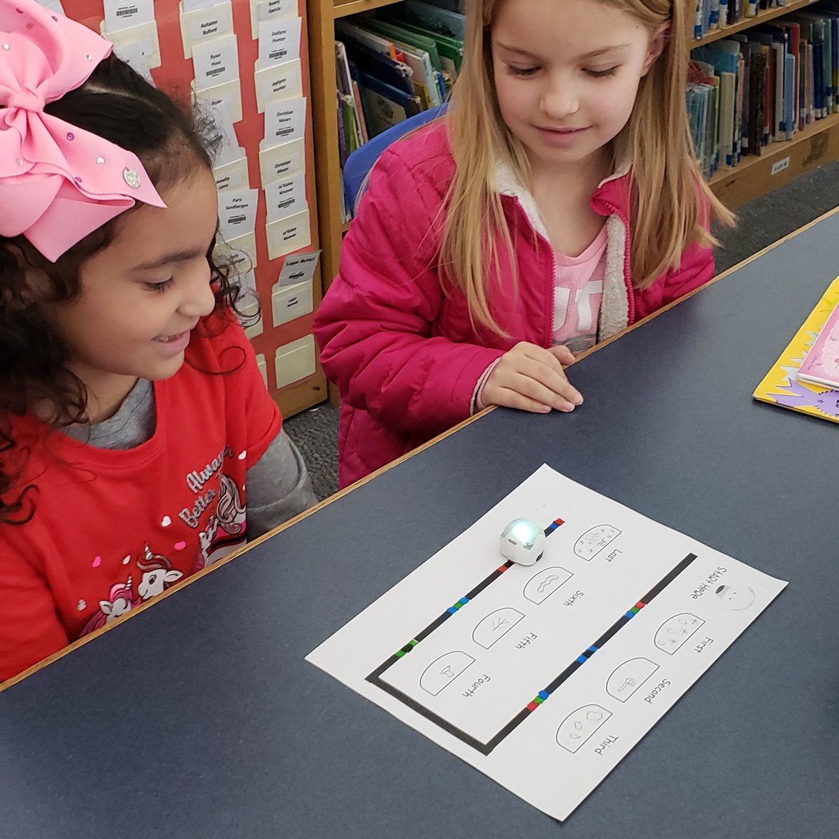 SouthITRT's tweet photo. "There was a cold lady who swallowed some snow." Well, I sure wish she'd hiccup a snow day for us😀
@leslie_allin is reading There Was a Cold Lady Who Swallowed Some Snow and practicing sequencing and retelling the story using the @Ozobot! @ElementarySouth https://t.co/fJZyg6SaAJ