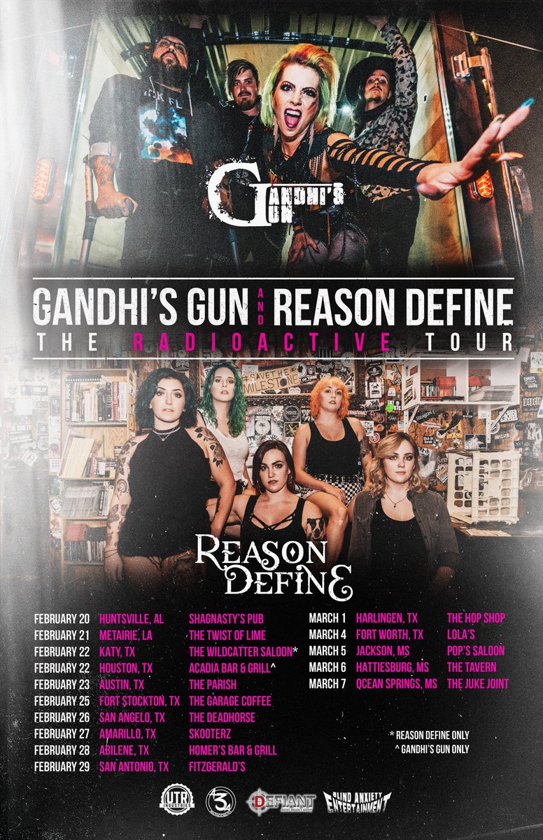 the_regimes's tweet photo. Tomorrow we hit the road for our first show of the Radioactive ☢️ Tour with Reason Define! Huntsville, AL you’re up first at Shagnasty’s Pub this Thursday! #GandhisGun #ReasonDefine https://t.co/VgL1Xq10t1