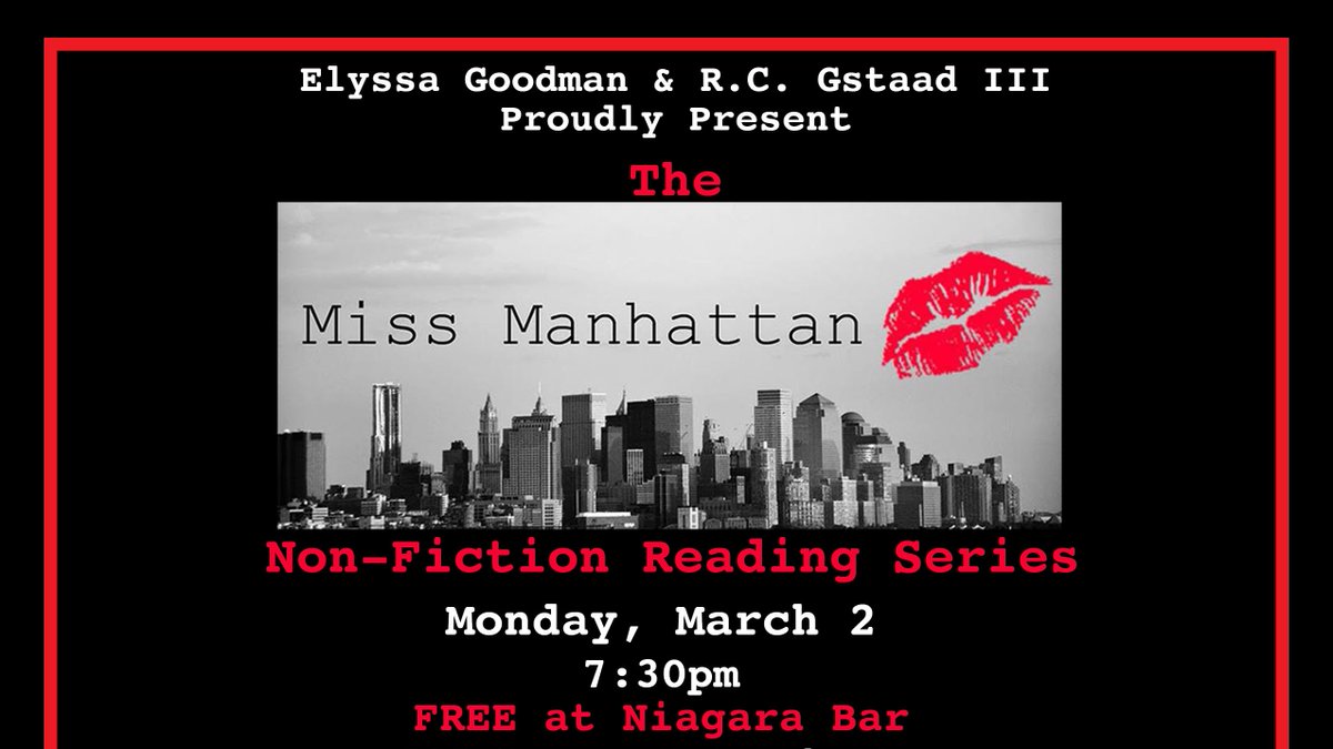 MissManhattanNY's tweet photo. March's #MissMReading is upon us! Join us on Monday, 3/2, for the phenomenal @adacalhoun, @wcdameron, @MissNadiaPinder, and @shaynamaci_ : https://t.co/Sk5SWEdLVI https://t.co/iwWJhFIUUK