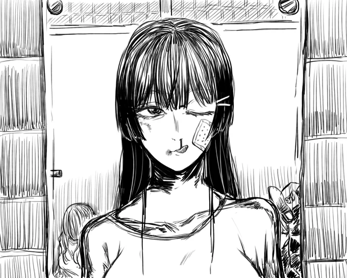 普段しない描き方のいいんちょらくがいて寝ます 