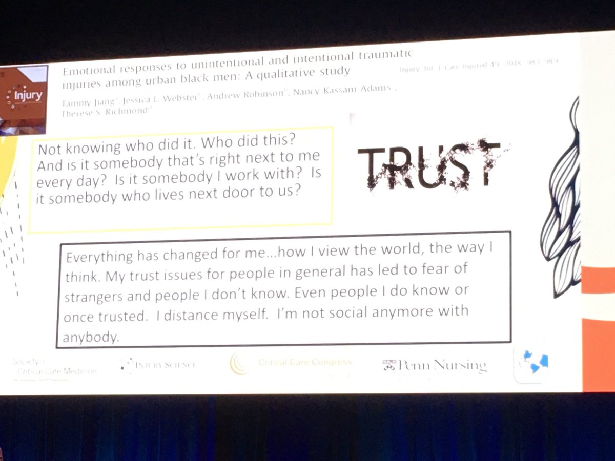 colombocj1's tweet image. A plea for the total care of the trauma patient #multid behavioral health has a huge impact in critical illness! #CCC49 @SCCM
