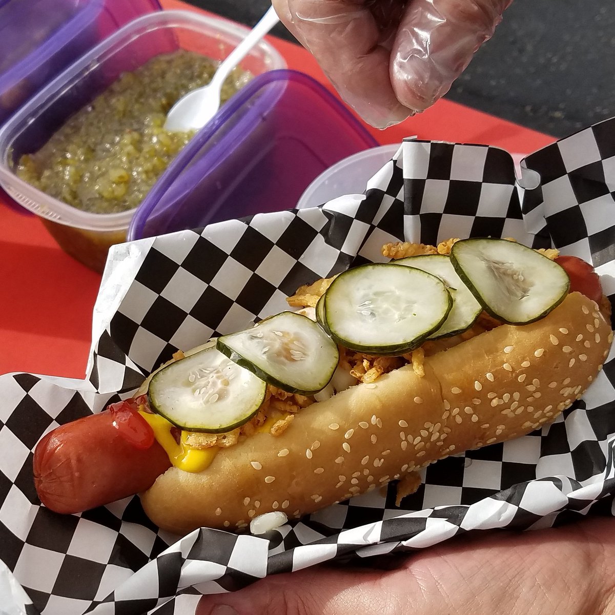 DkDogs's tweet photo. Catch the cart at 16th Ave &amp; Jefferson, Wed 2/19, from 11-1 with Nana's Kitchen, @mrwonderfulscwaz &amp; @frostedfrenzy!!
#wienerwednesday #streetfood #foodtrucks #danishhotdog #denmark #agurksalat #pølsevogn https://t.co/1zOJNbASF2
