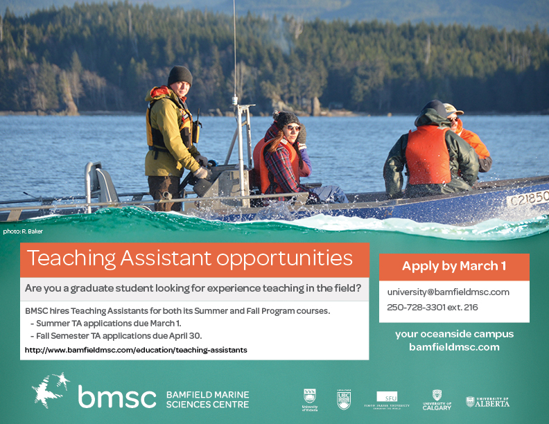 Are you a graduate student looking for TA experience in field courses? Join our instructional team!

Applications due March 1 for the 2020 Summer courses, April 30 for Fall.
bit.ly/2vFGFxD

<a href="/UVicScience/">UVic Science</a> <a href="/SFU_Science/">SFU Science</a> <a href="/ubcscience/">UBC Science</a> <a href="/ualbertaScience/">Faculty of Science, University of Alberta</a> @UofC_Science <a href="/IED_UVic/">Indigenous Education</a>