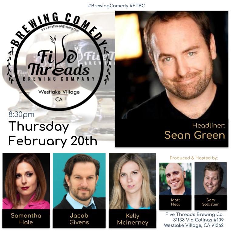 jacobgivens's tweet photo. Make sure to come out to #BrewingComedy this Thursday, Feb 20th at 8:30pm at Five Threads in Westlake! I’m sharing the stage with these killer comics so don’t miss it! 🍺 #comedy #standup #standupcomedy #livecomedy #losangeles #westlakevillage #fivethreadsbrewingcompany https://t.co/pcmi9YAolA