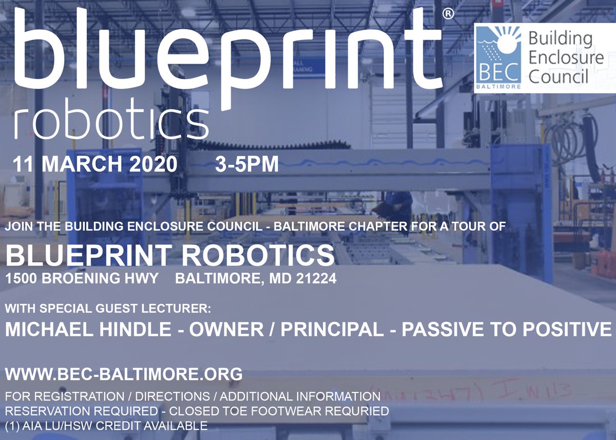 BECBaltimore's tweet image. Join BEC - Baltimore for a tour of @BPrint_Robotics on March 11th!
With guest lecturer Michael Hindle.  Register Now!