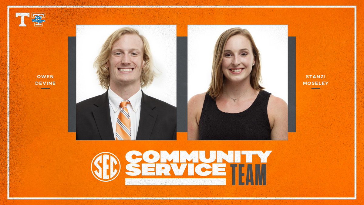 While we have a break in the action, we want to congratulate <a href="/devine_owen/">Owen Devine</a> and <a href="/StanziMoseley/">Stanzi Moseley</a> for earning spots on the SEC Community Service Team! 

Story » 1tn.co/39OVSuT

#GBO 🍊 🌊