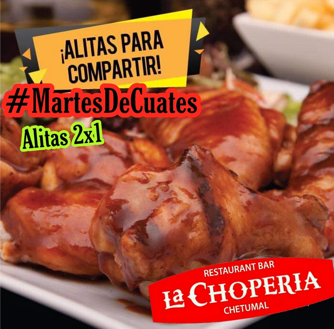 LaChoperiaChe's tweet photo. #MartesDeCuates 😏😏😏 ven y #ViveElMomentoChope pide tus alitas y combínalas como quieras y sin costo adicional.  🎶🎵🍗⚠️(Pregunta por nuestros combos y promociones)⚠️ #CHOPERIA #CHETUMAL https://t.co/NN3vVDOEG8