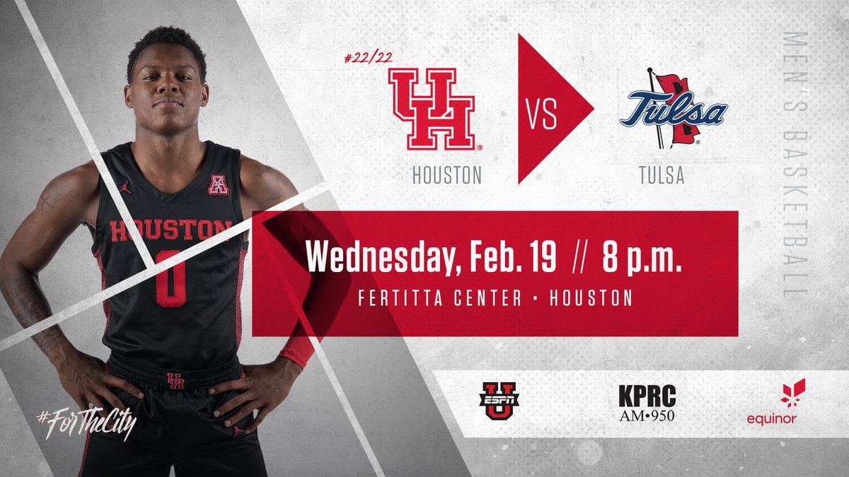 UHCougarMBK's tweet photo. PREVIEW – Coogs meet Tulsa at 8 pm Wednesday in Fertitta Center 

Battle of two of Top-3 @American_MBB teams

#ForTheCity x #GoCoogs 

READ – https://t.co/cxWwymih3X https://t.co/JfhQZ07ojJ