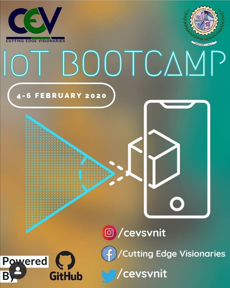 cevsvnit's tweet photo. Recently completed IoT Bootcamp 1.0, with ecstatic participation.
Bootcamp included 3 days of training and 10 days long Capstone project.
Thanks to @parthav46 @Rushi_Bhatt007 , the instructors & @github @GitHubEducation for supporting the event.
#iot #github #thisiscev https://t.co/GPCt7ROnVB