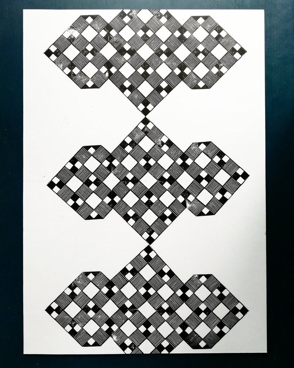 KraftyKoffeedof's tweet photo. Pattern building kind of day #printmaking #pattern #patternbuilding #linoprint #blockprinting #handprinted https://t.co/ossahyuKg2