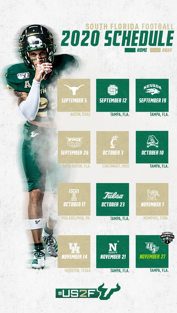 USFFootball's tweet photo. 📱 𝟐𝟎𝟐𝟎 𝐒𝐂𝐇𝐄𝐃𝐔𝐋𝐄 𝐖𝐀𝐋𝐋𝐏𝐀𝐏𝐄𝐑𝐒 📱

#US2F 🤘 https://t.co/8kpXXSp3jl