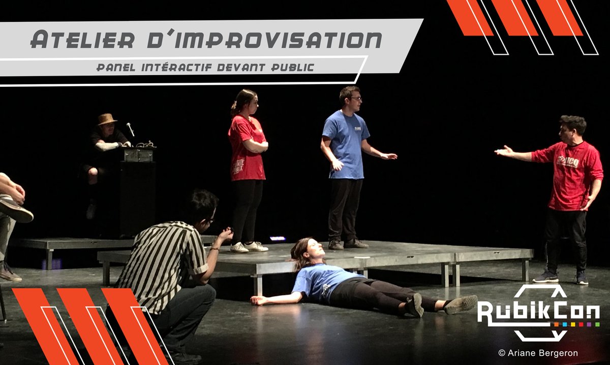 Rubik_Con's tweet photo. Suite au spectacle d'improvisation Dompteur, un atelier sur l'improvisation sera offert aux festivaliers!
Vous aurez la chance de monter sur la scène principale et de découvrir le monde de l'improvisation avec les membres du spectacle! https://t.co/hAAnhpdqvH