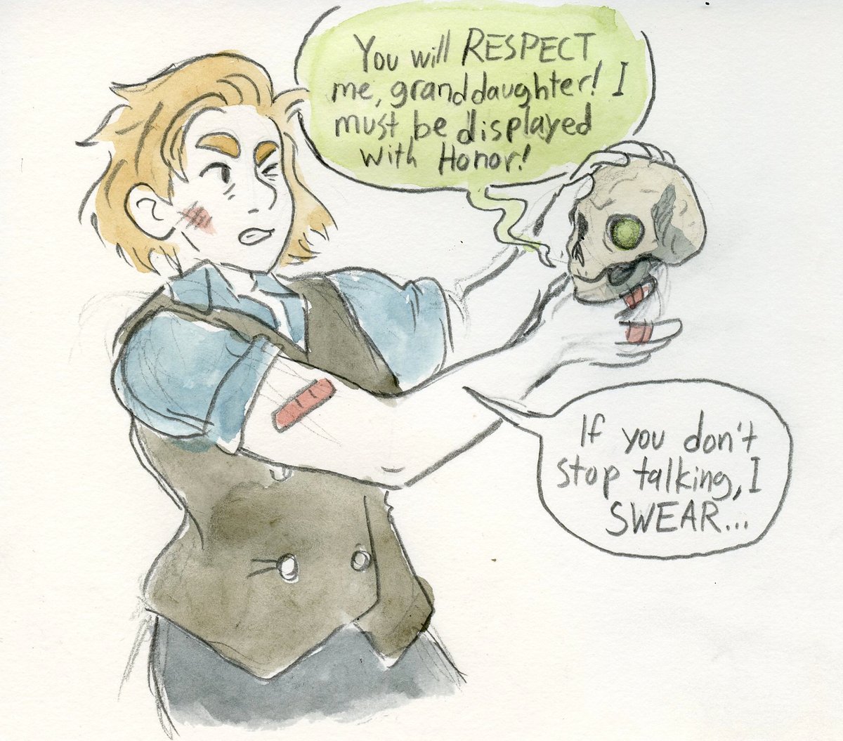 The most recent Deephaven game saw @careydraws's Cassidy come face to mostly-face with her ancestor, Maladict Haven. It was touching. #MonsterOfTheWeek 