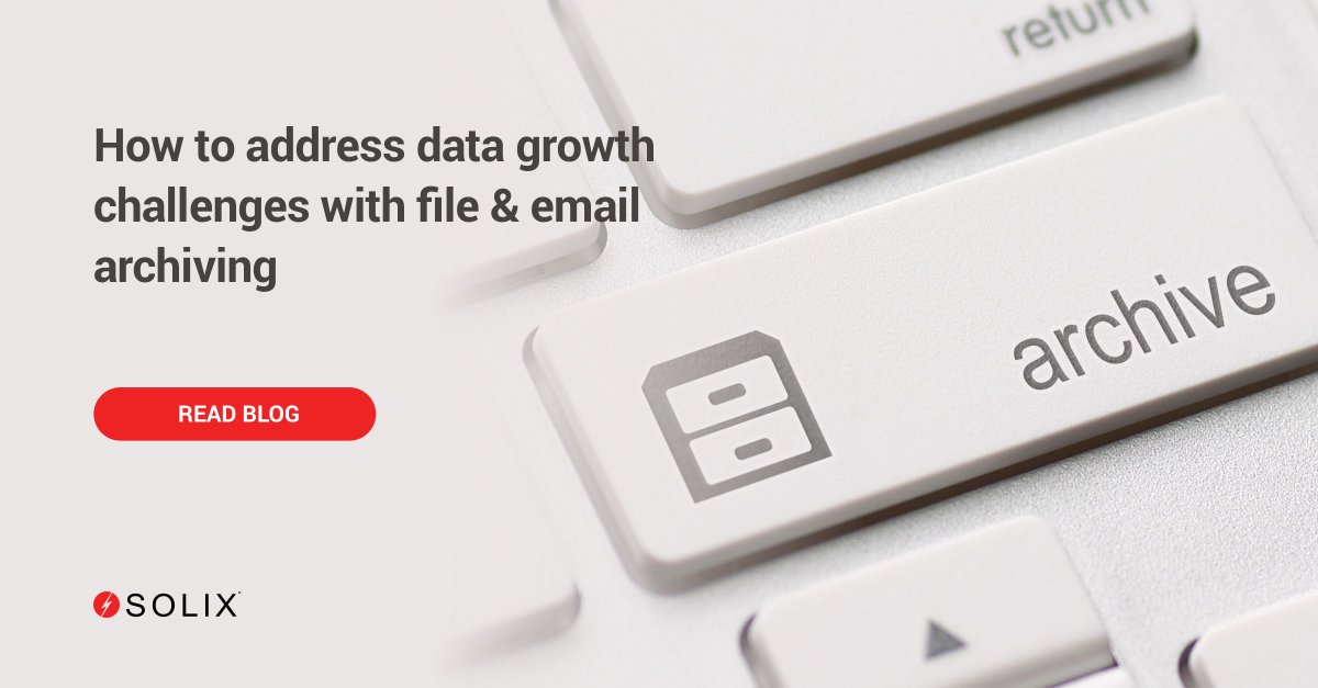 solixbigdata's tweet photo. New today on the Solix blog by @Kalyanm: How can enterprises address data growth challenges with file and email archiving? https://t.co/9e81JECf6B

#cloudcomputing #ERP #archiving #solixcloud #datamanagement https://t.co/SrELQXAIcS