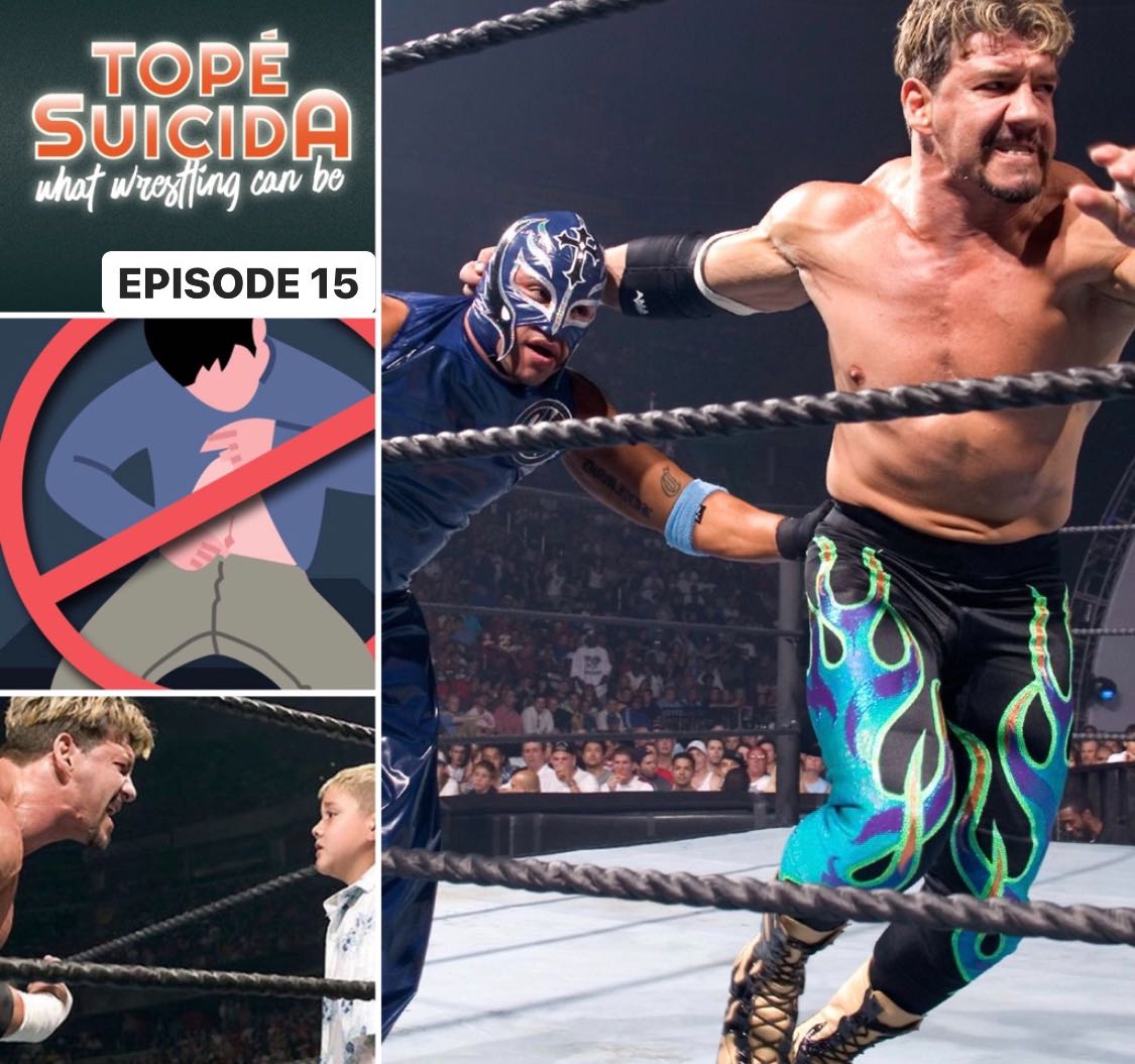 topesuicidapod's tweet photo. It's another #TopeTuesday coming in hot! Today, @beaurosser and @MikeFromTV watch @reymysterio vs. #EddieGuerrero from #SummerSlam 2005 with our funny friend @PileofTrash! Listen wherever or here: https://t.co/D62AAdtjZA #prowrestling #topesuicida #wwe #wwesummerslam #aew #nxt https://t.co/naiTqns8hg