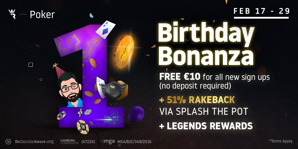 RunItOncePoker's tweet photo. 🚨 Giveaway Alert 🚨
As part of our #BirthdayBonanza any new player that signs up on Run It Once Poker by the end of the month receives a free €10, no deposit required! Help us spread the word by RTing this tweet. We'll draw 5 winners in 24 hours &amp; credit their accounts w/ €20! https://t.co/KNywTYzaKi