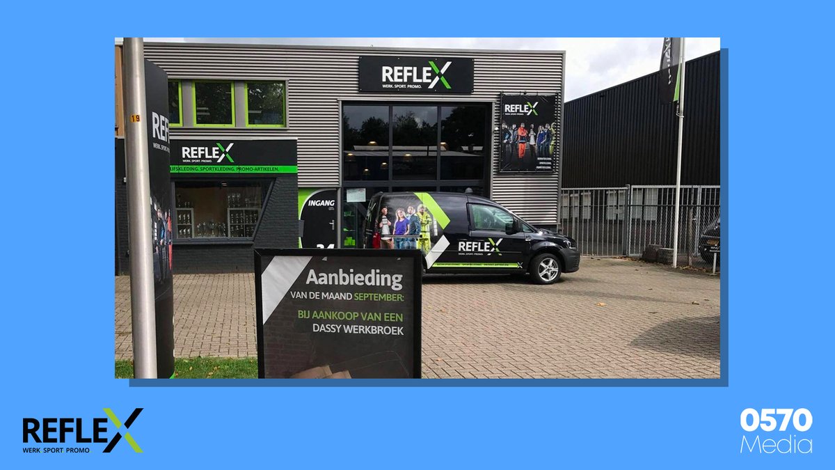 Een van de, zo niet dé grootste op het gebied van bedrijfskleding in Nederland, onderneming van het jaar, ga zo maar door. Dat is Reflex Bedrijfskleding. 

Voor dit bedrijf bedacht en creëerde ik de complete huisstijl.