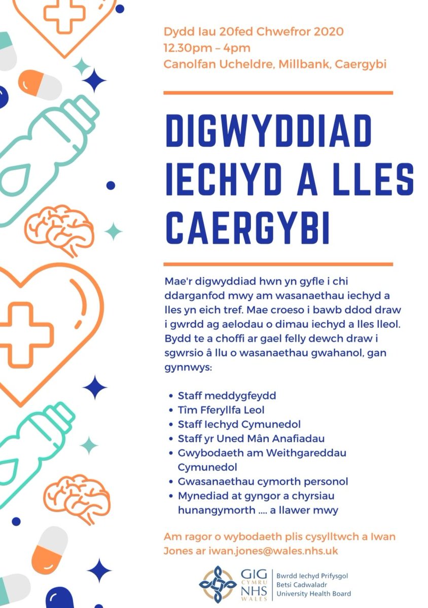 Fantastic opportunity to come and see what health and wellbeing services are on offer in Holyhead <a href="/HolyheadMail/">Holyhead Mail</a> <a href="/BetsiCadwaladr/">Betsi Cadwaladr</a> <a href="/CanUcheldreCtr/">Ucheldre Holyhead</a> <a href="/angleseycouncil/">Isle of Anglesey County Council</a> <a href="/Stephenanglesey/">Anglesey Marketing</a> @SHSBangor <a href="/BangorNursing/">Bangor Nursing Society</a> <a href="/RCNWales/">Royal College of Nursing Wales</a> <a href="/WeDistrictNurse/">WeDistrictNurses</a> <a href="/BetsiStaff/">BetsiStaff@TheirBest</a> @elenjames32 @nursingnowSHS