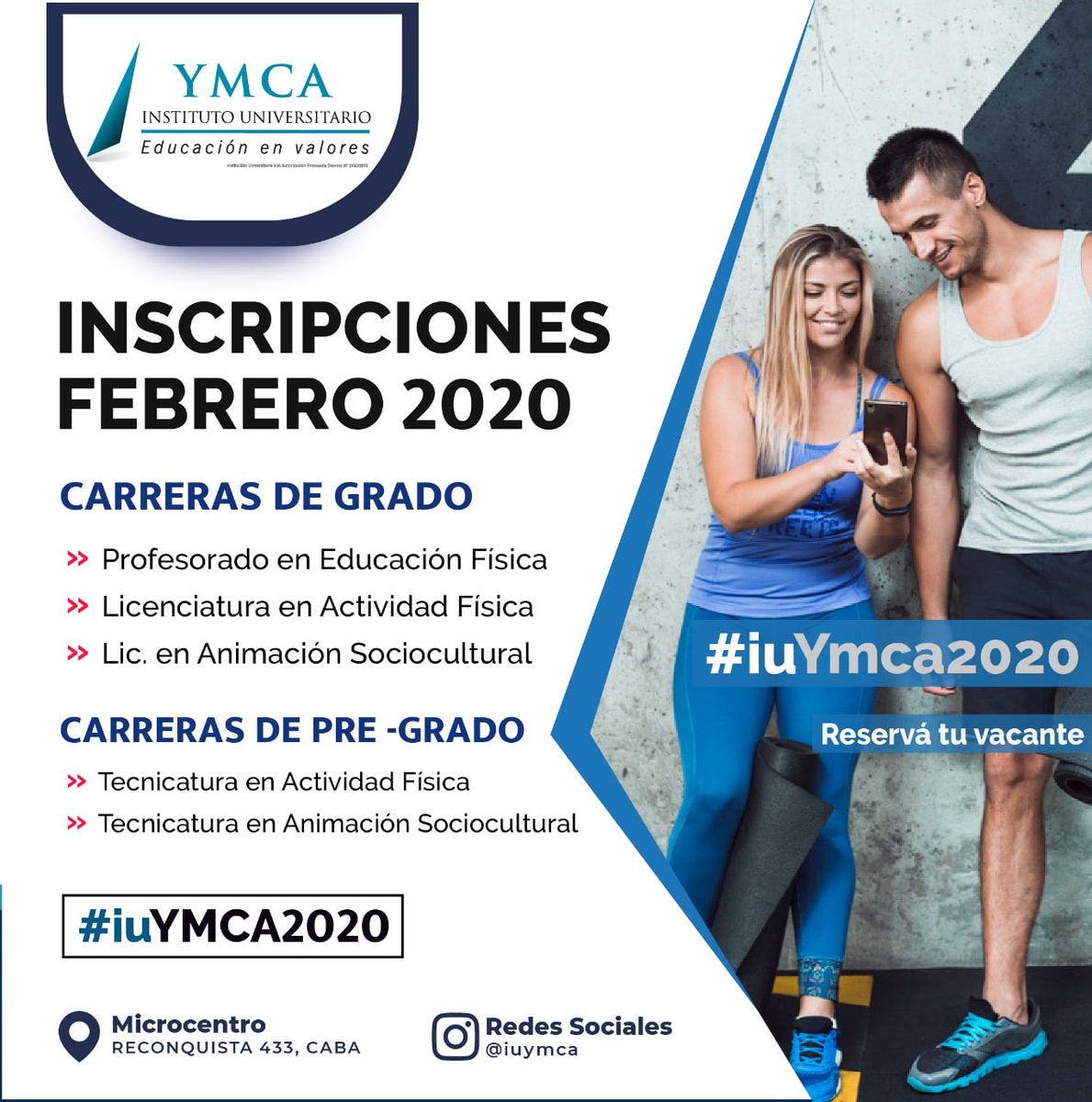 #Inscripciones2020 #Carreras #iuYMCA2020

Conocé la oferta académica del Instituto Universitario YMCA
Ingresá a la web
iuymca.edu.ar