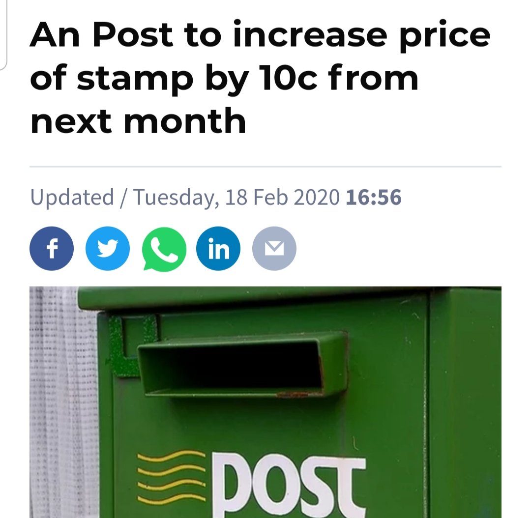 CualainJ's tweet photo. @AnPostvox helping to kill conventional post...

€1.10 to send a local letter

#Ireland
#joke https://t.co/cKSNl4sn4P