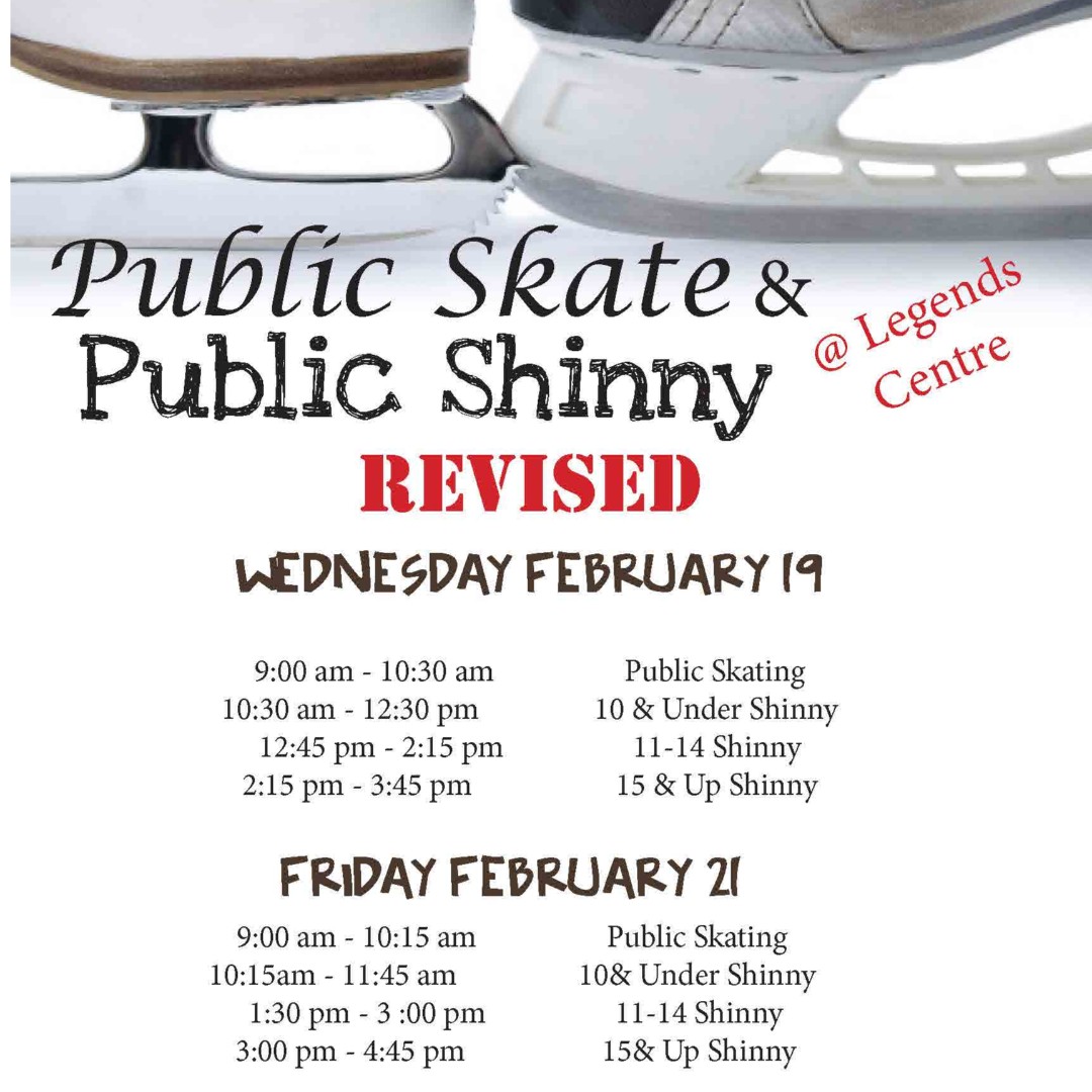 Warman_Rec's tweet photo. REVISED Public Skating and Shinny Schedule for Wednesday &amp; Friday of the February Break. https://t.co/mpDeI1NNeq