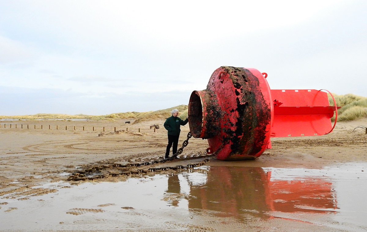 The power of #StormCiara #StormDennis shown by this huge buoy washed up at #Ainsdale nr #Southport #Sefton Pic thanks to @GreenSefton_