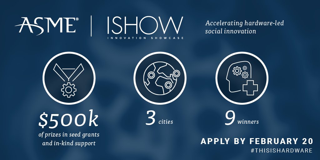 Last 2 days to apply for #ISHOW20 and get the chance to win $500K in seed grants and support from experts. Apply today at asmeishow.org #thisishardware #SoInn #SoEnt
